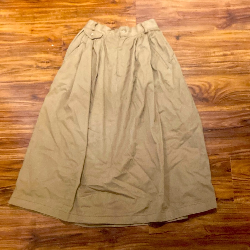 Vintage Ralph Lauren Khaki A-Line Skirt with pockets